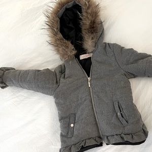 Real-Fur Trimmed Winter Coat for Toddler/Little Girl—Size 5T
